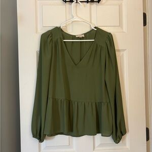 LOFT Sage Green Peplum Blouse